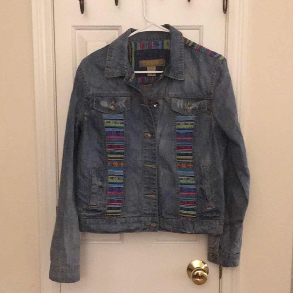 Jean Jacket with Color Design Fabric Patches